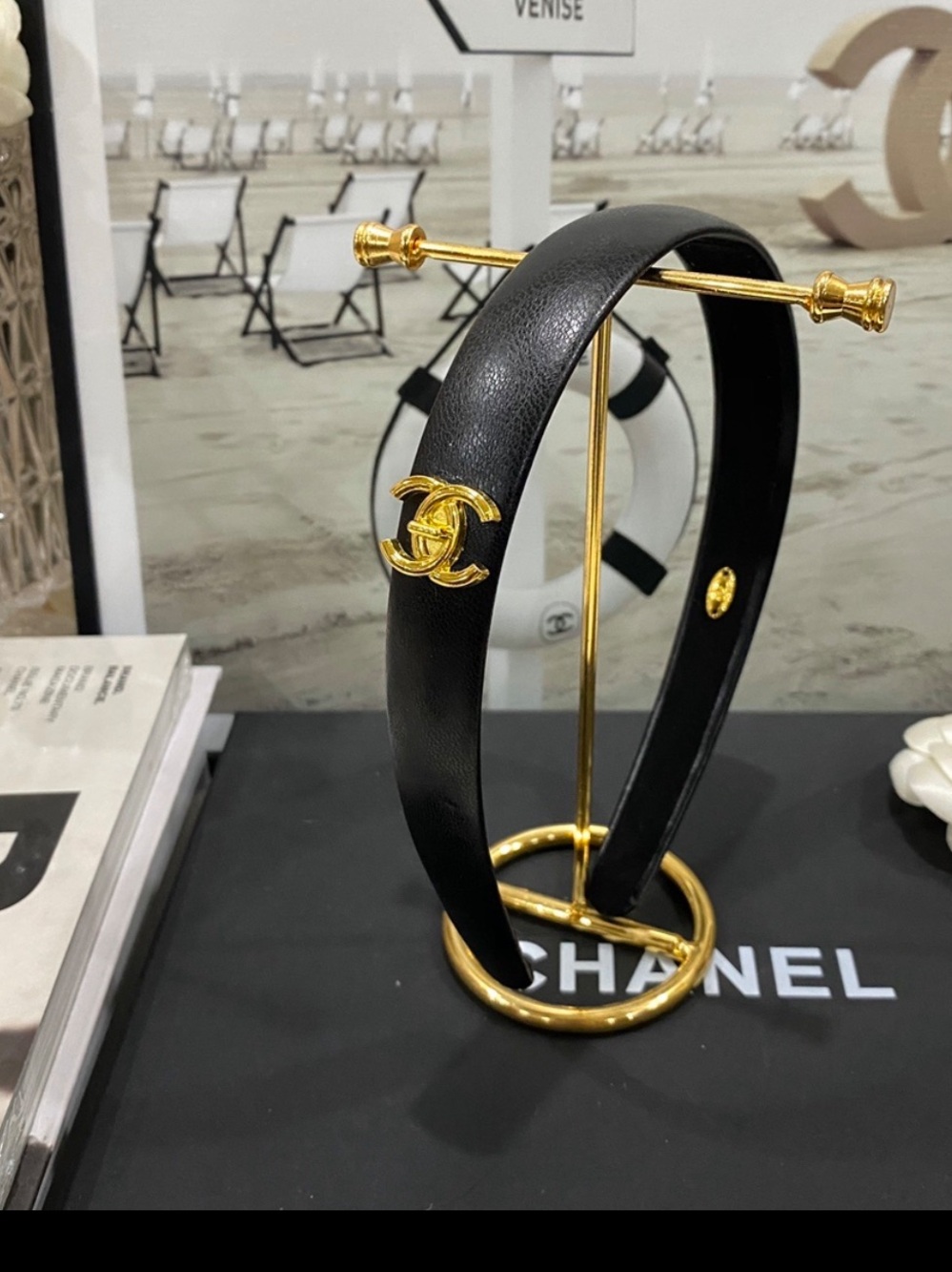 Inspired Black & Gold Chain Headband Like New